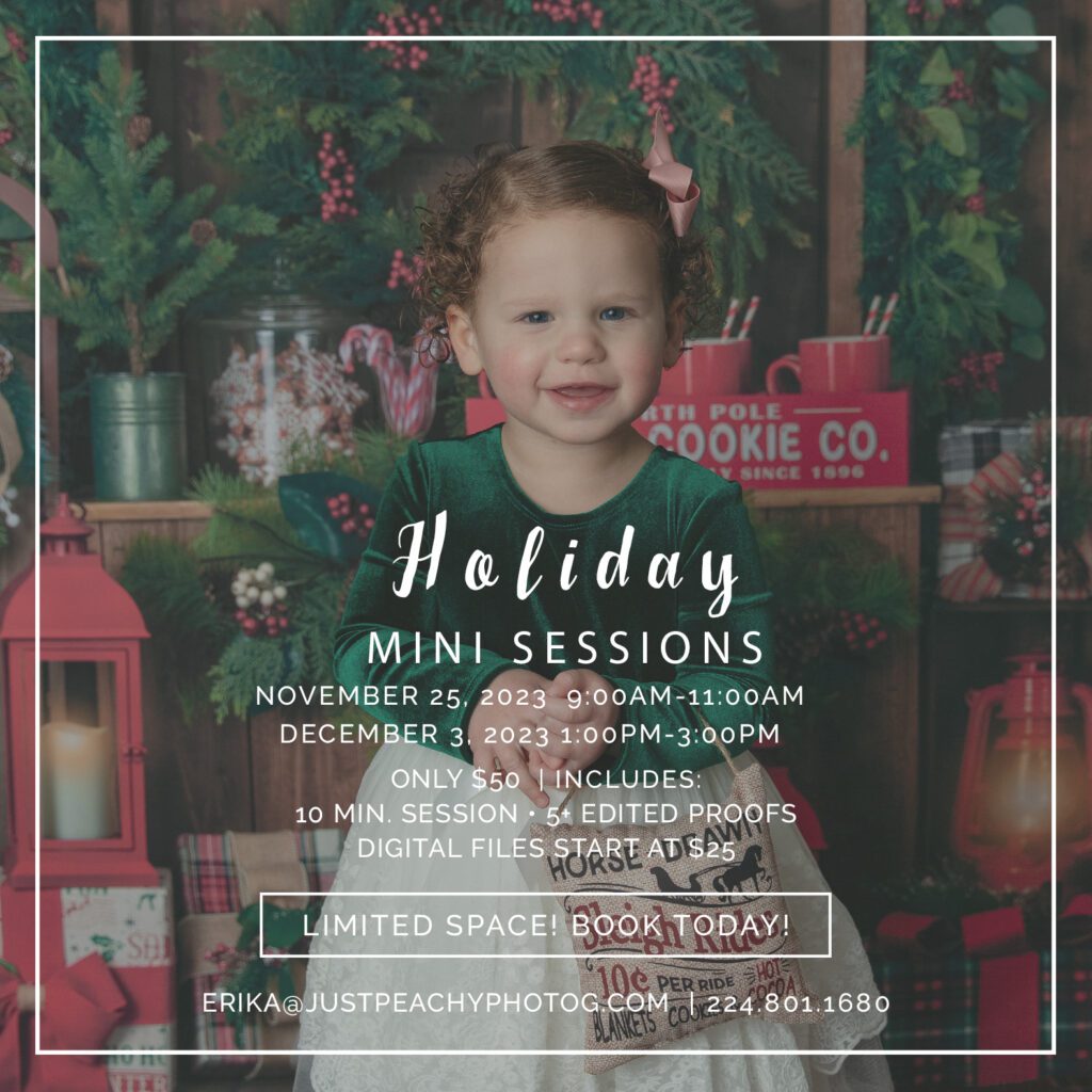 little girl in Palatine, IL studio for holiday mini sessions 