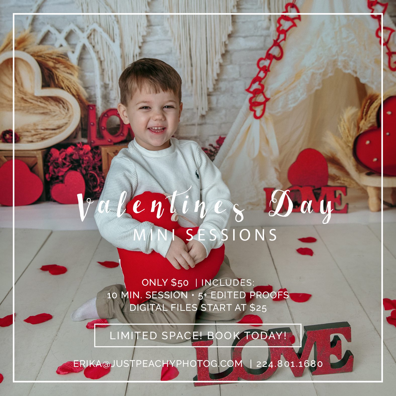 valentine mini sessions in studio in Palatine IL by Just Peachy Photography